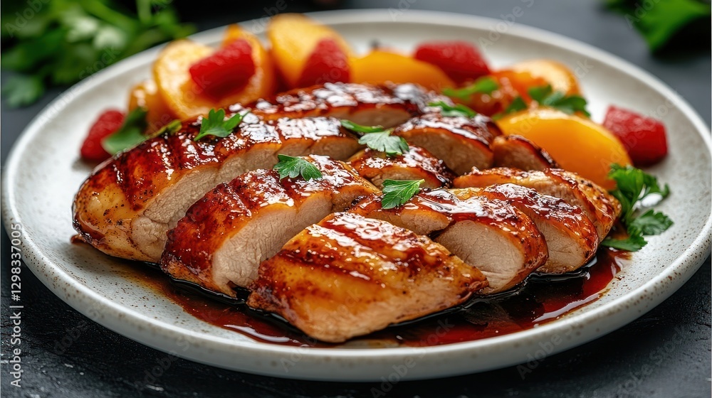 Grilled Chicken with Peaches and Raspberries Grilled Chicken with Peaches and Raspberries
