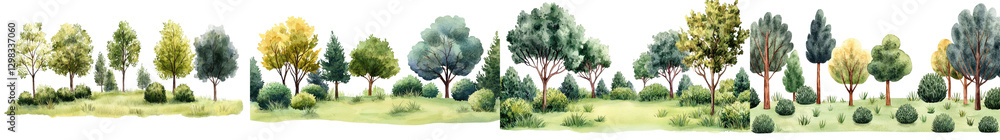 A diverse collection of various trees shrubs and other lush vegetation in an idyllic serene outdoor landscape setting The image showcases a peaceful pastoral scene with a natural A diverse collection of various trees shrubs and other lush vegetation in an idyllic serene outdoor landscape setting The image showcases a peaceful pastoral scene with a natural