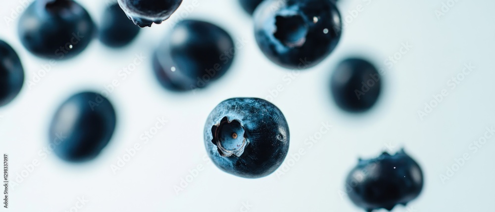 Blueberries Falling on White Background Blueberries Falling on White Background