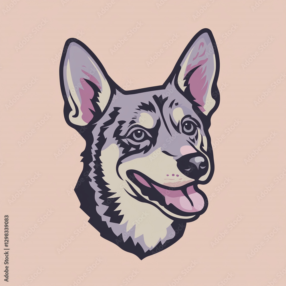 Modern Logo Design Featuring Australian Cattle Dog in Pale Color Palette - A Unique and Eye-Catching Graphic for Pet Lovers and Dog Enthusiasts Modern Logo Design Featuring Australian Cattle Dog in Pale Color Palette - A Unique and Eye-Catching Graphic for Pet Lovers and Dog Enthusiasts