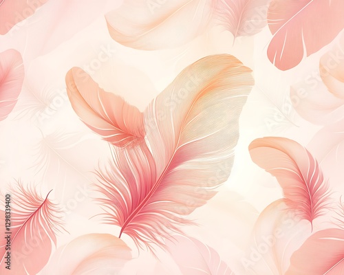 Delicate Pink Feathers in Flight