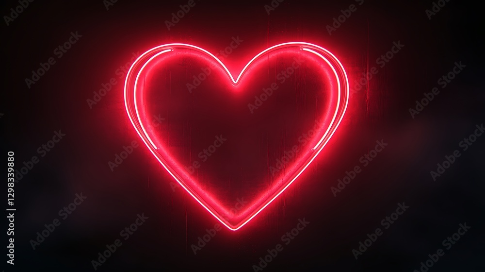 Glowing neon heart, dark background, love Glowing neon heart, dark background, love