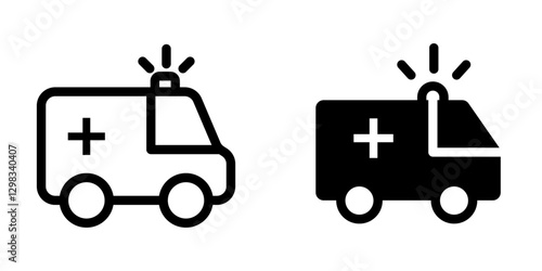 Modern Ambulance Icon Design Symbol Set