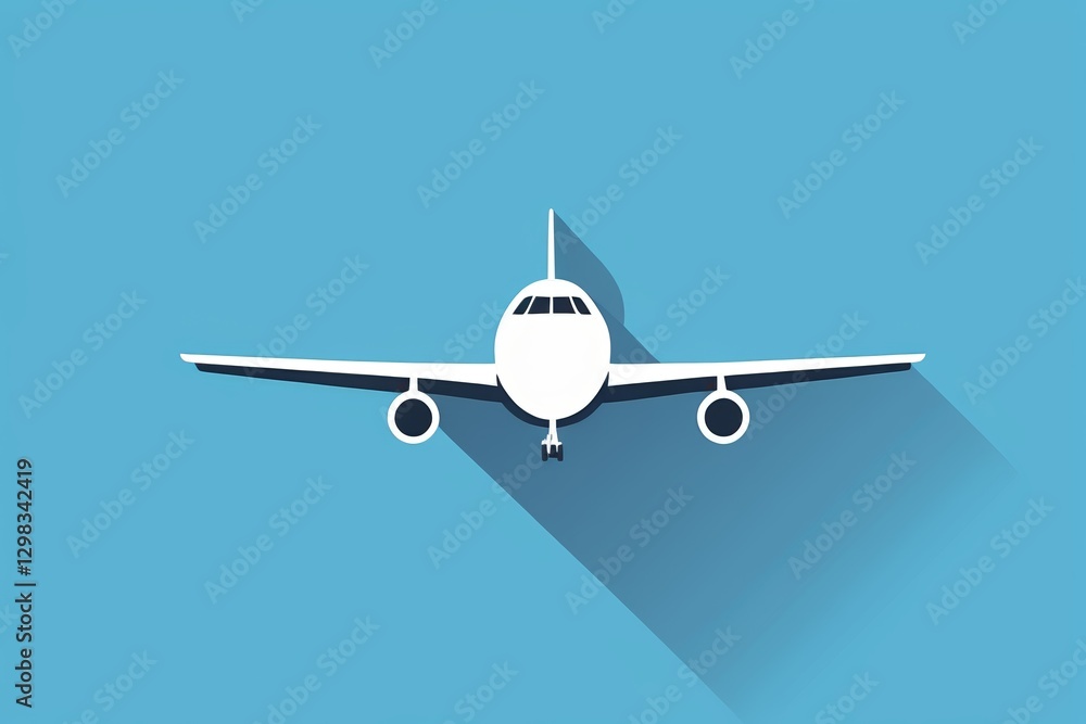 arafed airplane with long shadow on blue background with long shadow