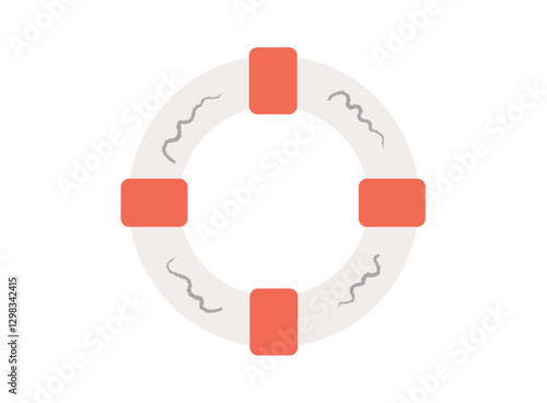 Lifebuoy Illustration in Vector Style. Simple Shape and Subtle Colors on White Background