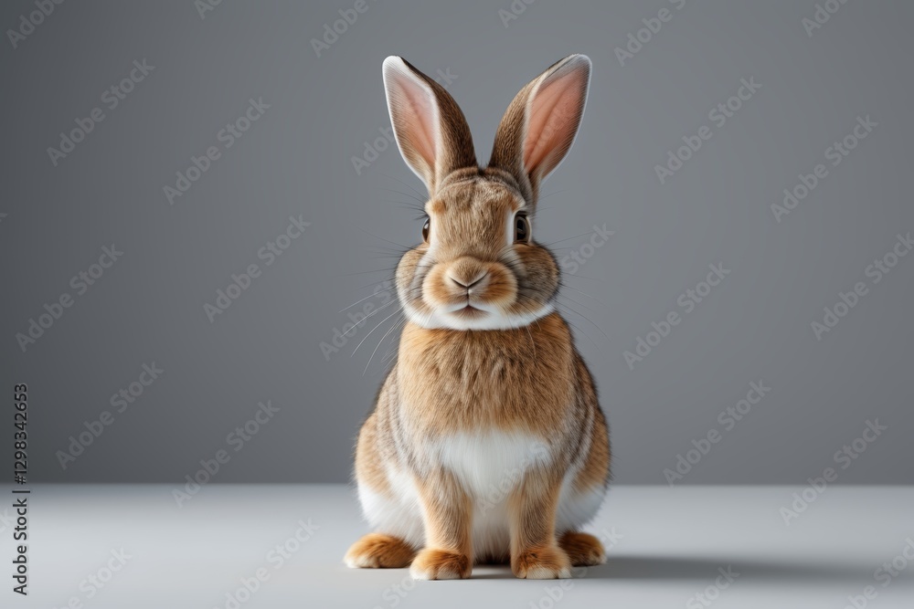 Fototapeta premium arafed rabbit sitting on a white surface with a gray background