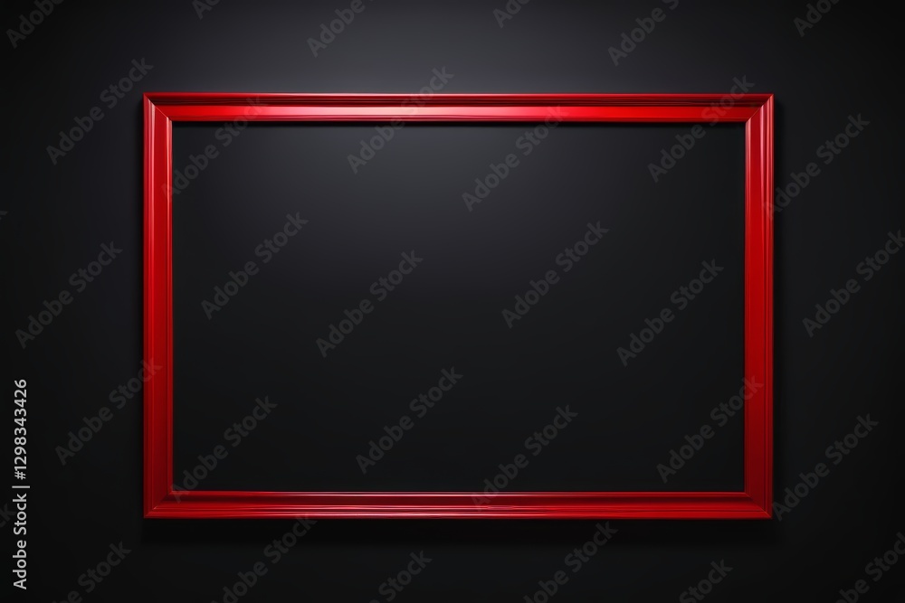 a close up of a red frame on a black wall a close up of a red frame on a black wall