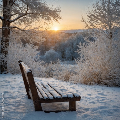  An enchanting snowy woodland with frosted branches, gently drifting snow.