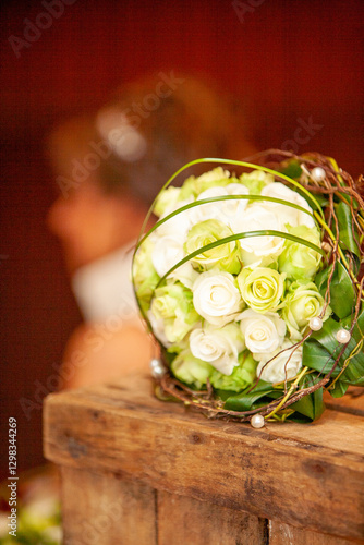 Wallpaper Mural An exquisite floral bouquet with a blend of green and white, ideal for weddings or special occasions Torontodigital.ca