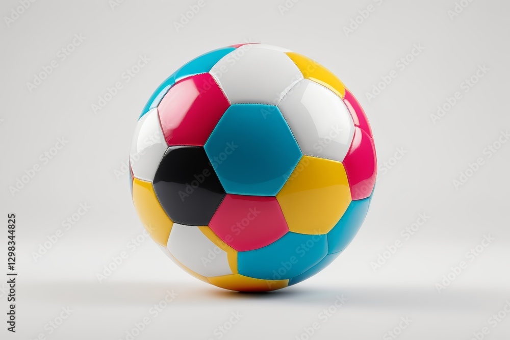 Obraz premium brightly colored soccer ball on a white surface with a shadow