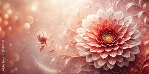 Elegant Blossom A Delicate Arrangement of Peach and Gold Floral Elements on a Soft, Dusty Background