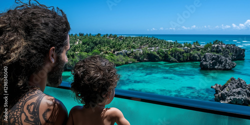 Hammock in tropical paradise, blue and green, relaxation and vacation words + concept
