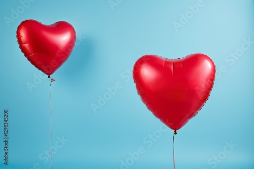 there are two red heart shaped balloons on a stick