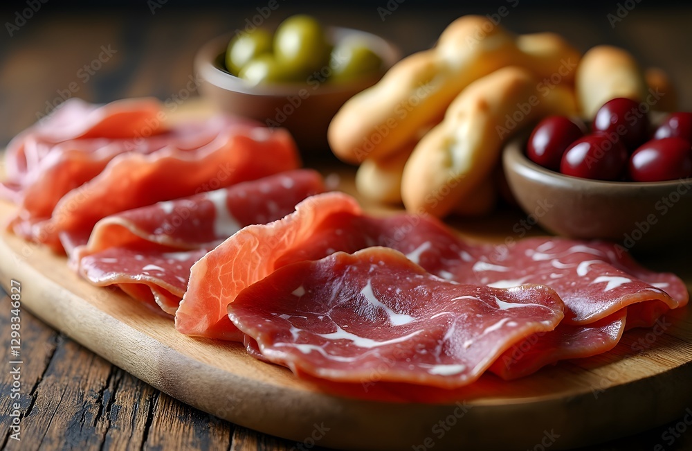 Italian Charcuterie with Olives and Breadsticks Italian Charcuterie with Olives and Breadsticks
