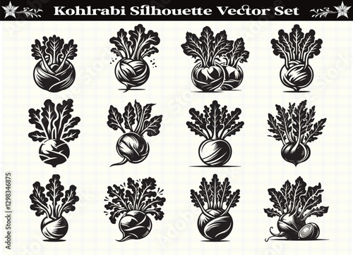 Black Color Kohlrabi Silhouette Vector Illustration for Digital and Print Design