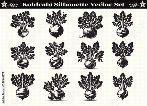 Black Color Kohlrabi Silhouette Vector Illustration for Digital and Print Design