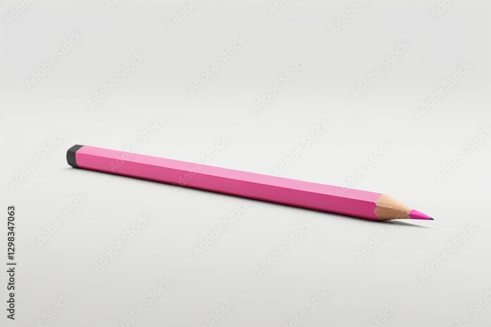 there is a pink pencil with a black tip on a white surface there is a pink pencil with a black tip on a white surface