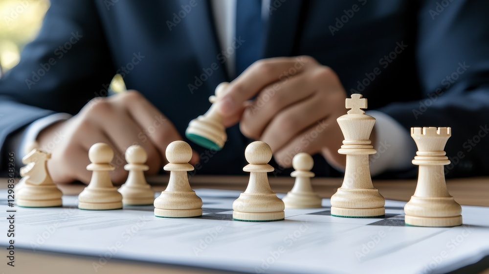 Strategic Chess Move Conceptual Business Leadership Image Showcasing a Calculated Decision by an Executive, Highlighting Foresight, Planning and Tactical Execution Demonstrates Business Strategy and Strategic Chess Move Conceptual Business Leadership Image Showcasing a Calculated Decision by an Executive, Highlighting Foresight, Planning and Tactical Execution Demonstrates Business Strategy and