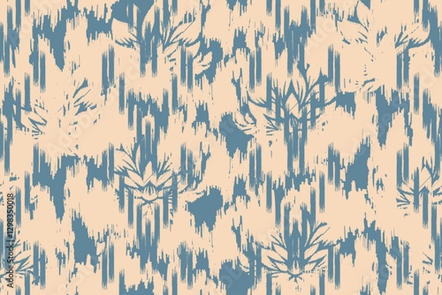 Motif ethnic handmade beautiful Ikat art.Ikat ethnic tribal, boho colors seamless wallpaper. Ethnic Ikat abstract background art.Illustration for greeting cards, printing and other design project.