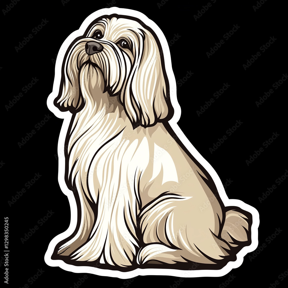 Lhasa Apso Dog Sitting Gracefully With Its Long Flowing Fur Showcasing Its Distinctive Coat and Charming Expression in a Serene Outdoor Setting Lhasa Apso Dog Sitting Gracefully With Its Long Flowing Fur Showcasing Its Distinctive Coat and Charming Expression in a Serene Outdoor Setting