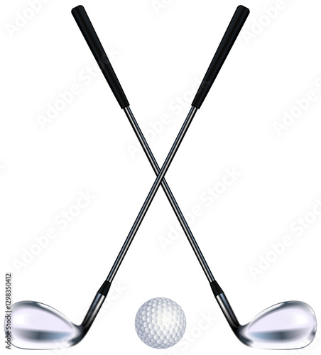 golf clubs and ball vector