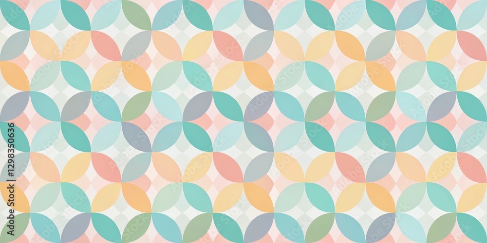 Pastel-Colored Abstract Seamless Pattern with Interlocking Rounded Shapes Forming a Repetitive Geometric Design Pastel-Colored Abstract Seamless Pattern with Interlocking Rounded Shapes Forming a Repetitive Geometric Design