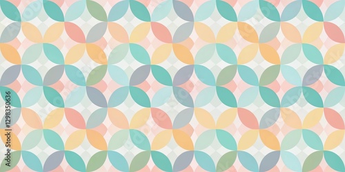 Wallpaper Mural Pastel-Colored Abstract Seamless Pattern with Interlocking Rounded Shapes Forming a Repetitive Geometric Design Torontodigital.ca