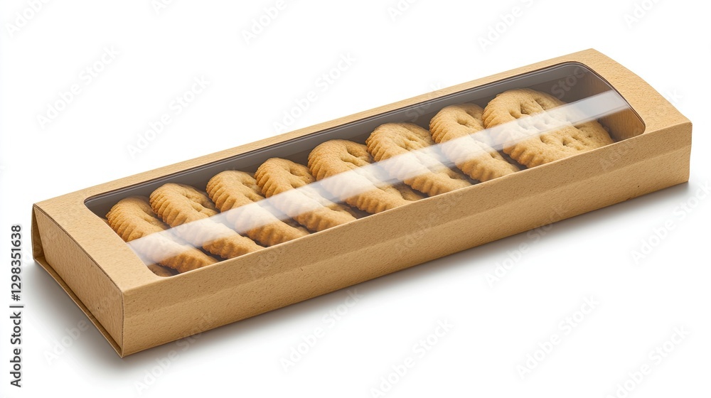 Cookies in cardboard box, studio shot, white background Cookies in cardboard box, studio shot, white background