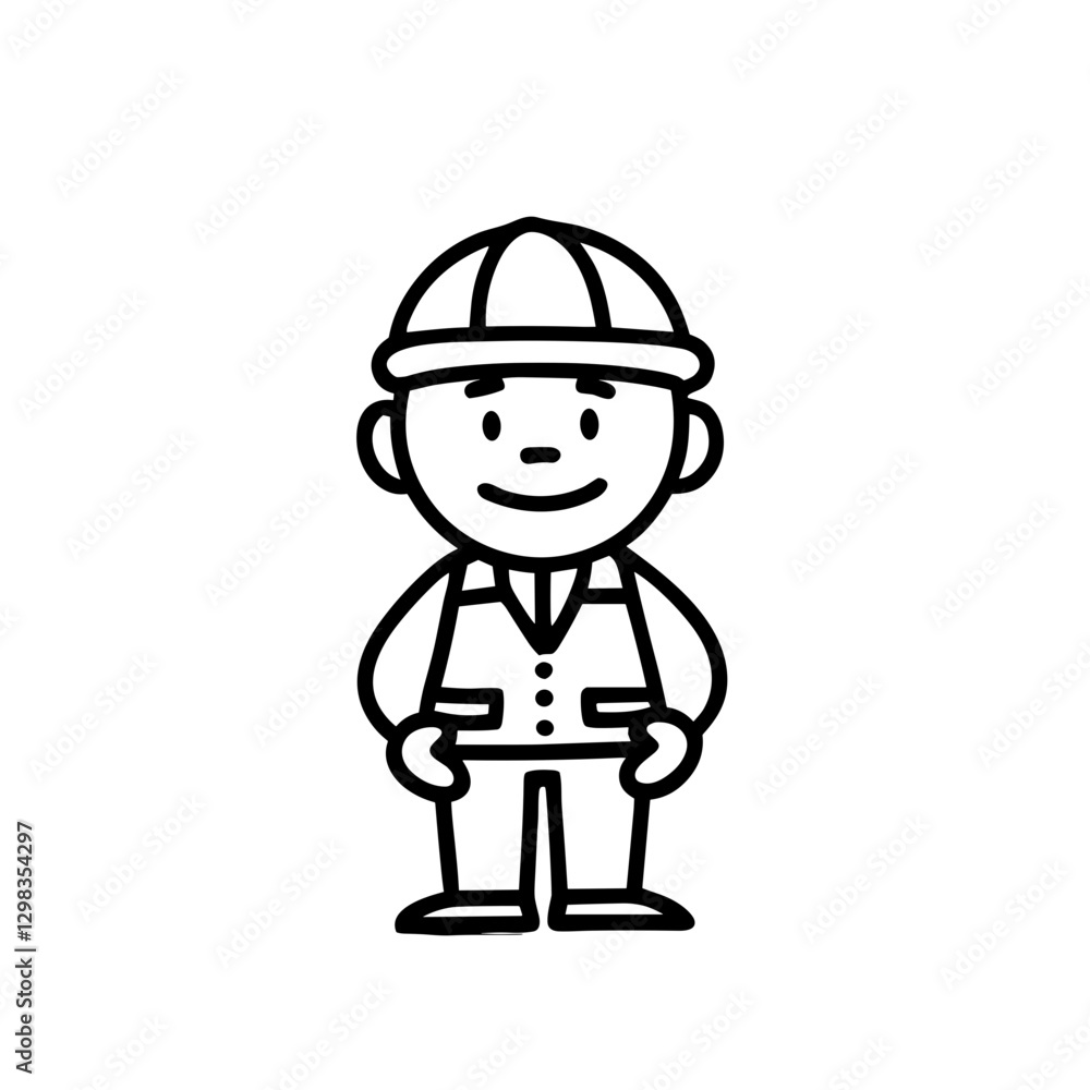 Cartoon illustration of a cheerful construction worker, symbolizing safety and professionalism Cartoon illustration of a cheerful construction worker, symbolizing safety and professionalism