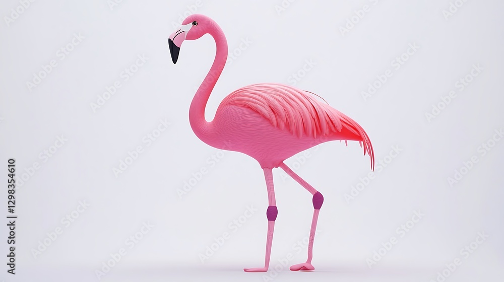 Obraz premium Elegant flamingo display studio 3d animation minimalist side view