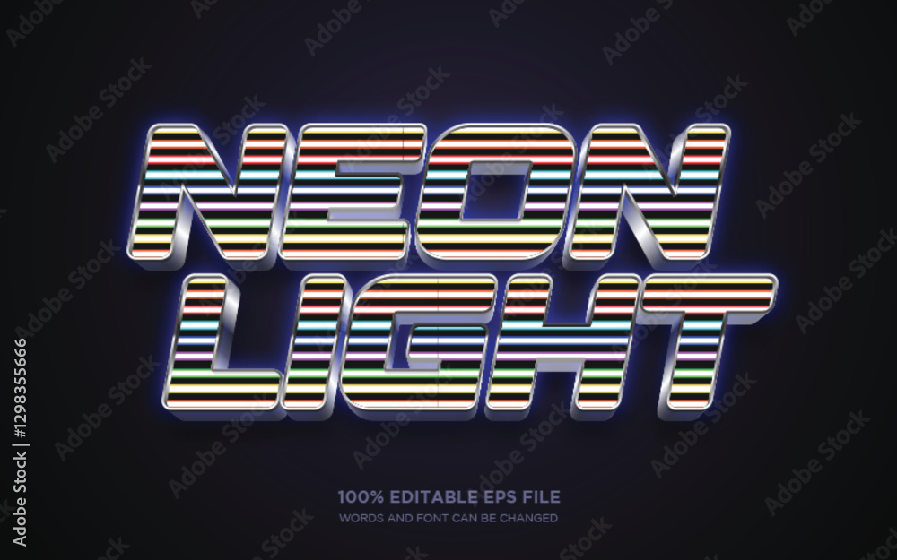 Obraz premium Neon Light 3D editable text style effect 