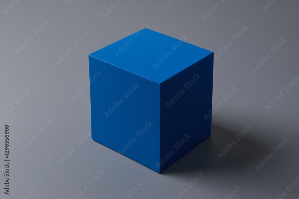 arafed blue cube on a gray surface with a shadow arafed blue cube on a gray surface with a shadow