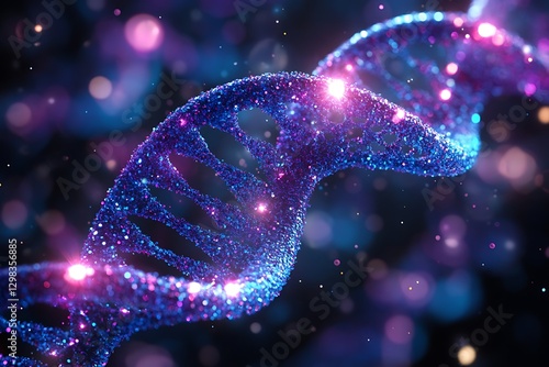 DNA spiral in vibrant cosmic backdrop