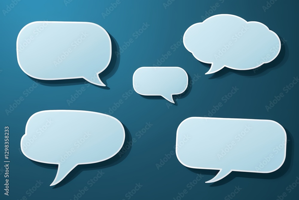 arafed set of four white speech bubbles on a blue background arafed set of four white speech bubbles on a blue background