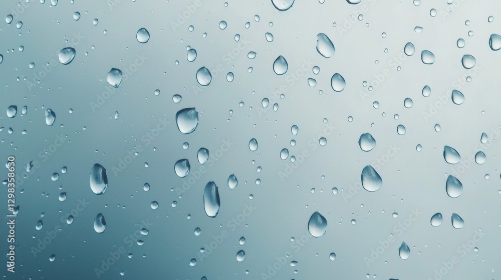 A close-up view of a window covered in water droplets. A close-up view of a window covered in water droplets.
