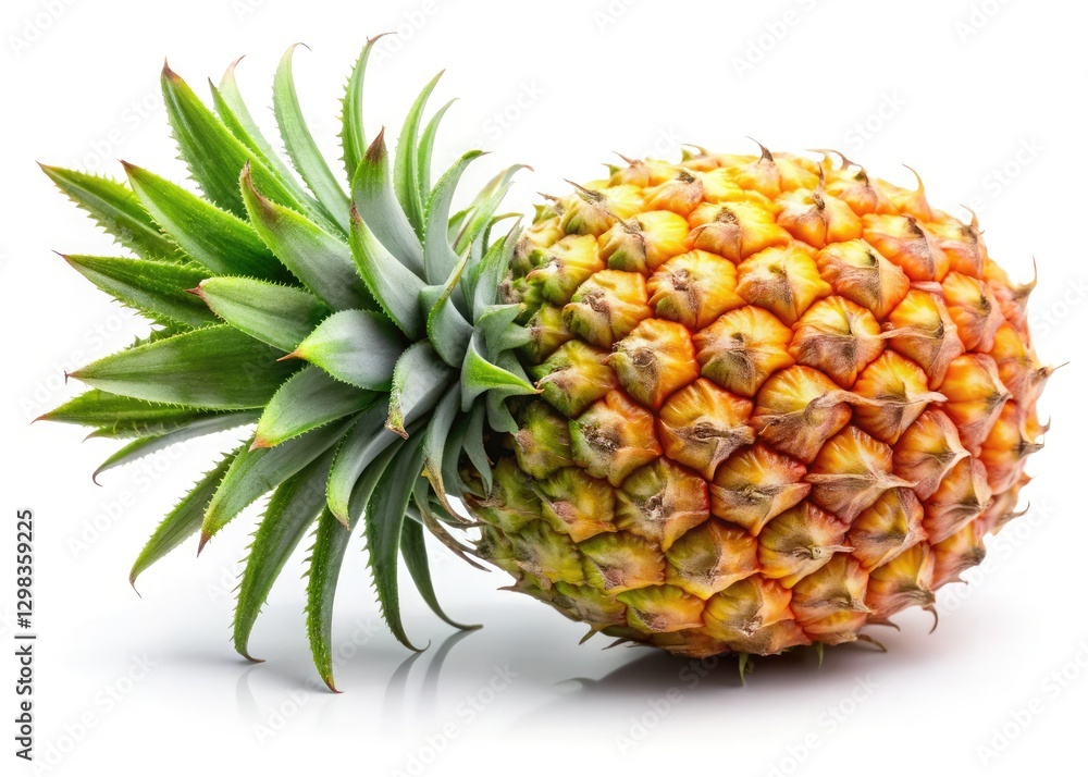 Sweet pineapple (Ananas comosus), photographed against a pristine white background. Tropical treat. Sweet pineapple (Ananas comosus), photographed against a pristine white background. Tropical treat.