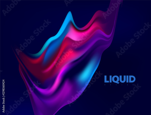 Abstract background of fluid iridescent shape. Elegant colorful wallpaper.