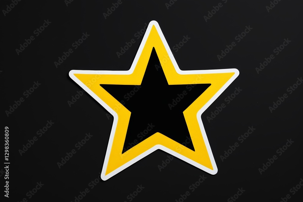 arafed star sticker on a black background with a yellow border arafed star sticker on a black background with a yellow border