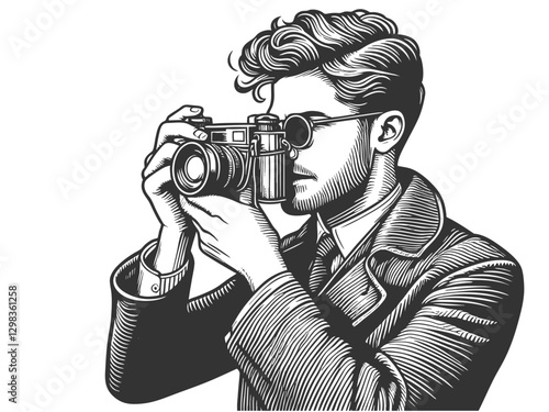 Photographer with Camera vector illustration