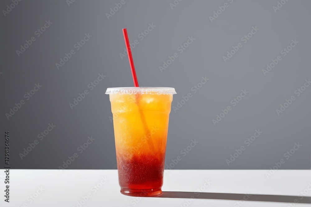 there is a drink with a straw in a plastic cup