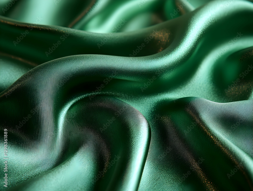 Fototapeta premium Emerald Green Silk Fabric Texture
