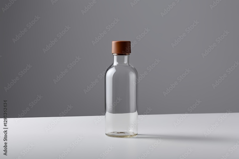 there is a glass bottle with a wooden lid on a table there is a glass bottle with a wooden lid on a table