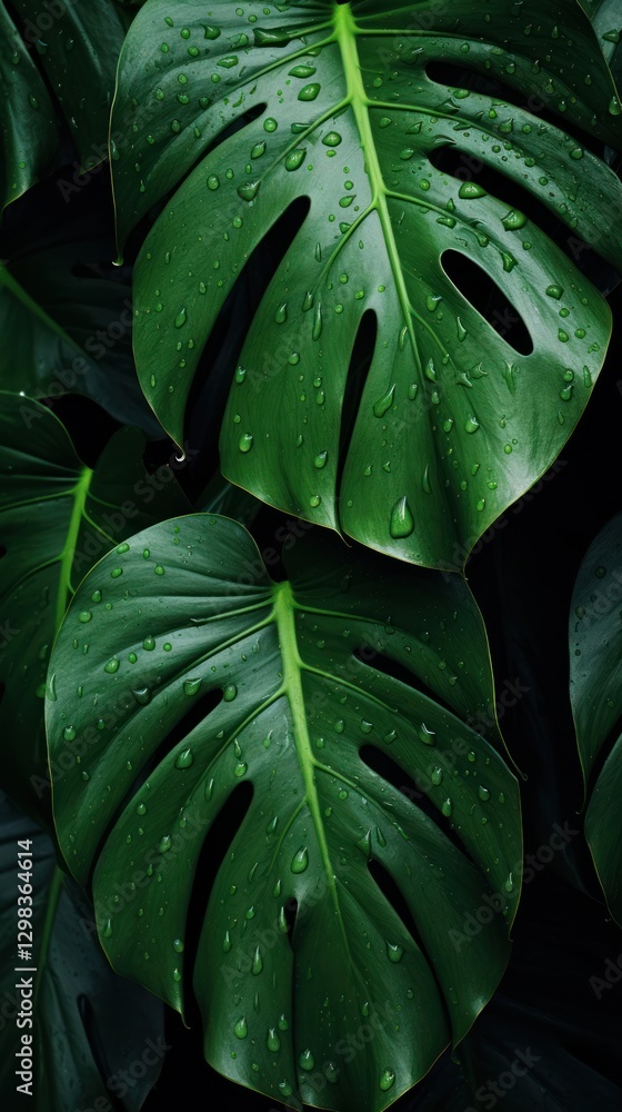 Fototapeta premium Monstera leaf wallpaper backgrounds plant green.