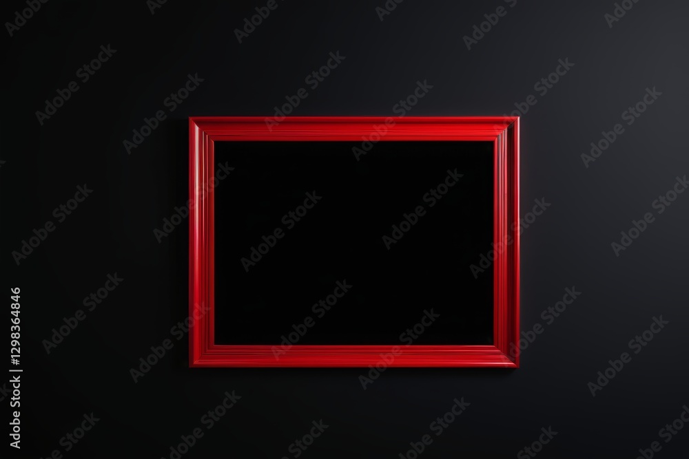 arafed picture of a red frame on a black wall arafed picture of a red frame on a black wall