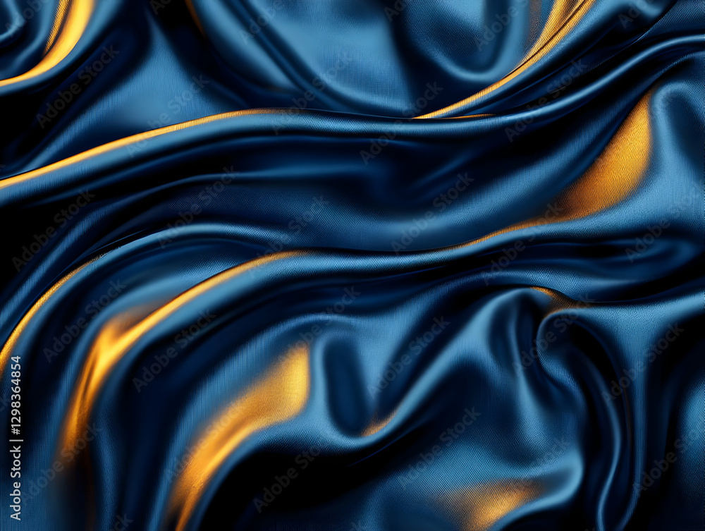 Dark Blue Silk Drape 3D Illustration Dark Blue Silk Drape 3D Illustration