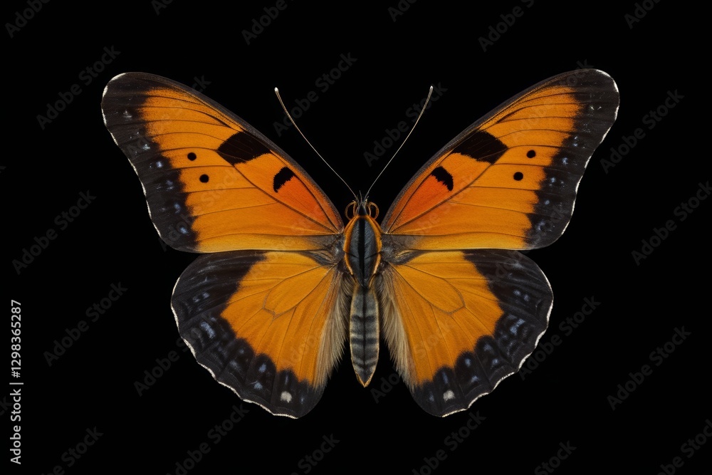 Obraz premium there is a butterfly that is orange and black with a black background