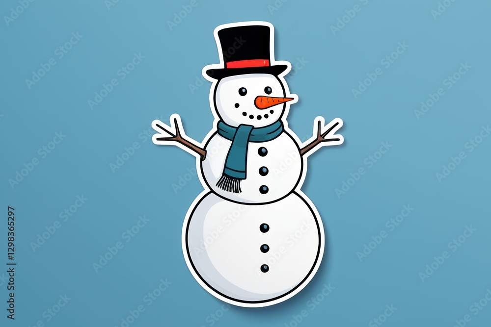 arafed snowman with a top hat and scarf on a blue background arafed snowman with a top hat and scarf on a blue background