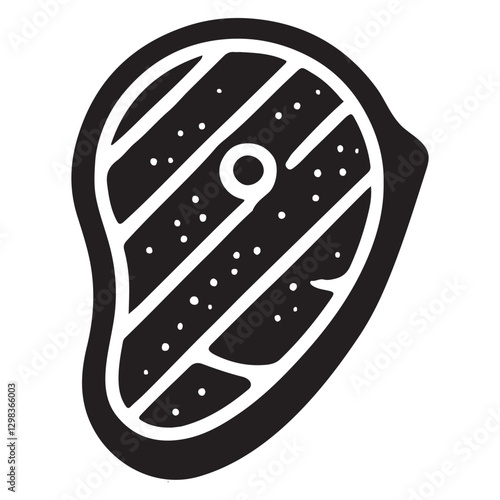 Grilled Steak Vector Design with Crisp Grill Marks and Fat