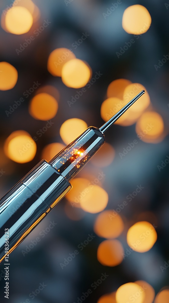 Naklejka premium Needle, injection, closeup, bokeh, healthcare
