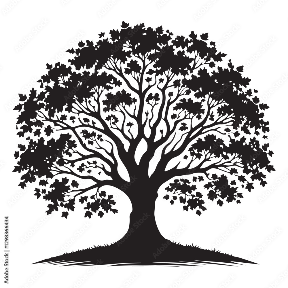 Obraz premium Lush Tree Silhouette Vector Graphic for Nature Based Designs